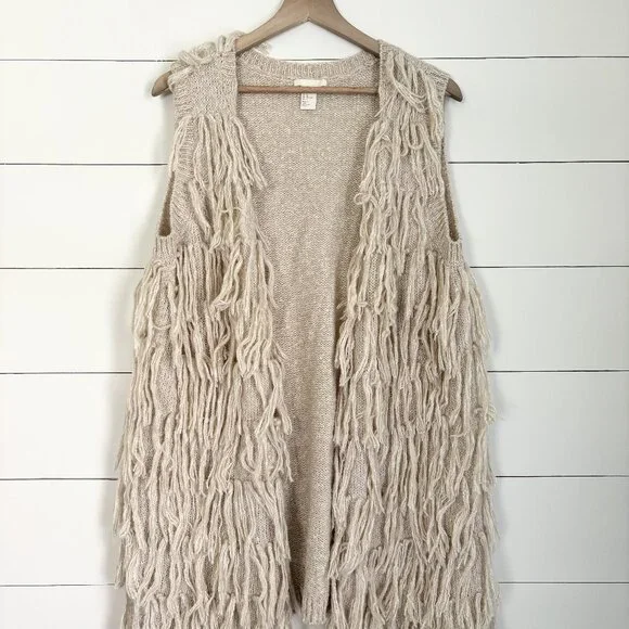 H&M Sweaters Beautiful Hm Womens Cream Shaggy Open Front